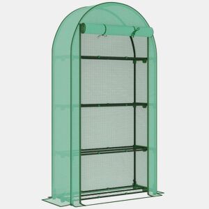 Outsunny Estufa de Exterior Estufa Pequena de 4 Níveis com 4 Prateleiras Porta Enrolável Cobertura de PE e Estrutura de Aço para Cultivos Plantas Flores 105x45x160 cm Verde