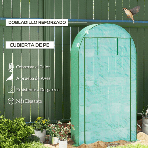 Outsunny Estufa de Exterior Estufa Pequena de 4 Níveis com 4 Prateleiras Porta Enrolável Cobertura de PE e Estrutura de Aço para Cultivos Plantas Flores 105x45x160 cm Verde