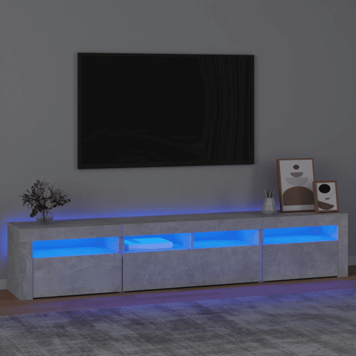 Móvel de TV - Modulo de TV - Armário de TV com luzes LED 210x35x40 cm cinzento cimento