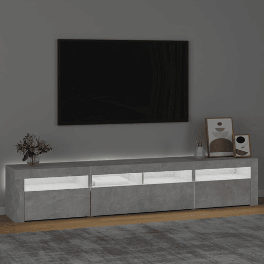 Móvel de TV - Modulo de TV - Armário de TV com luzes LED 210x35x40 cm cinzento cimento