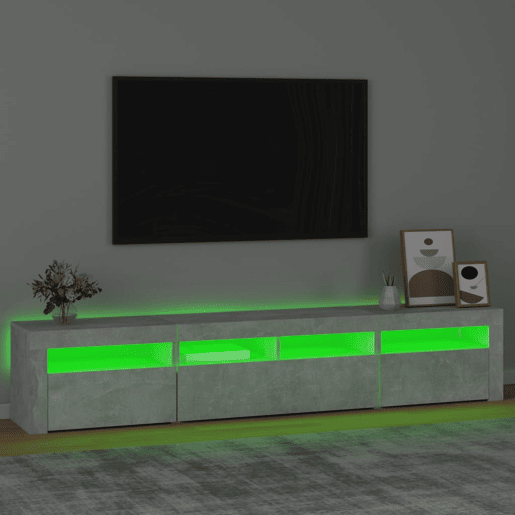 Móvel de TV - Modulo de TV - Armário de TV com luzes LED 210x35x40 cm cinzento cimento