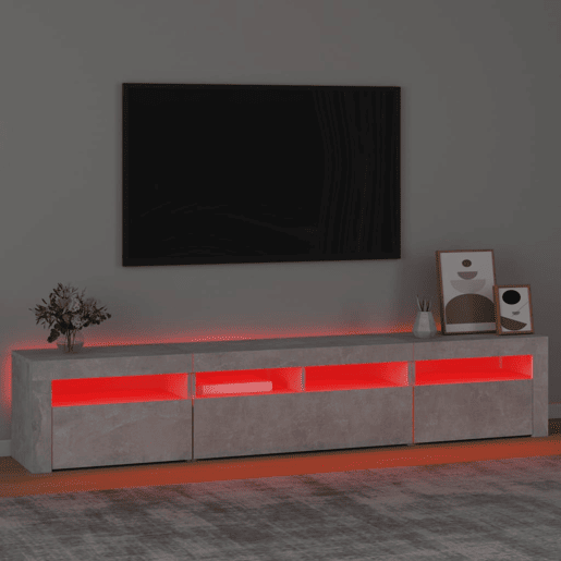 Móvel de TV - Modulo de TV - Armário de TV com luzes LED 210x35x40 cm cinzento cimento