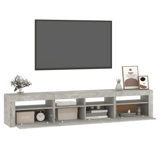 Móvel de TV - Modulo de TV - Armário de TV com luzes LED 210x35x40 cm cinzento cimento
