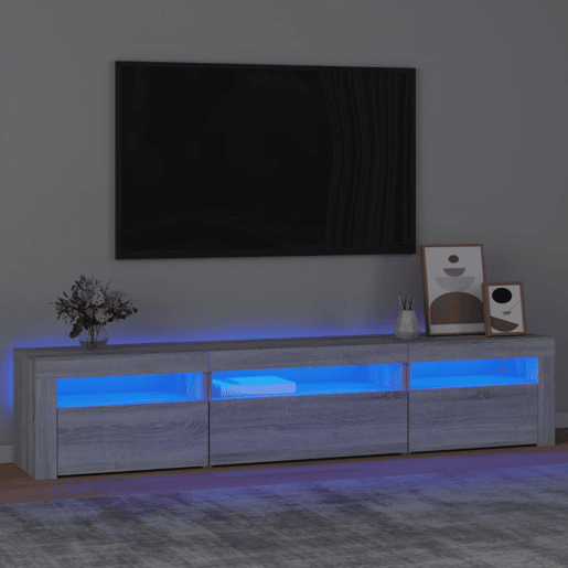 Móvel de TV - Modulo de TV - Armário de TV com luzes LED 195x35x40 cm cinzento sonoma