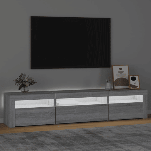 Móvel de TV - Modulo de TV - Armário de TV com luzes LED 195x35x40 cm cinzento sonoma