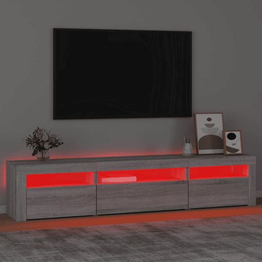 Móvel de TV - Modulo de TV - Armário de TV com luzes LED 195x35x40 cm cinzento sonoma