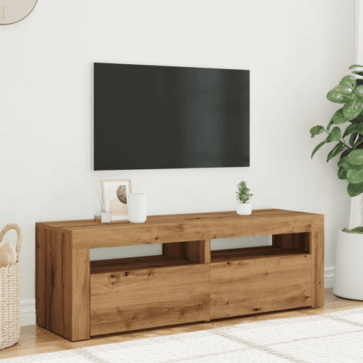 Móvel TV - Modulo de TV - Armário de TV c luzes LED derivados de madeira carvalho artisiano
