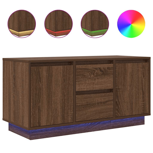 Móvel de TV - Modulo de TV - Armário de TV com luzes LED 100x41x50 cm carvalho castanho