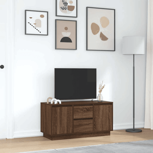 Móvel de TV - Modulo de TV - Armário de TV com luzes LED 100x41x50 cm carvalho castanho