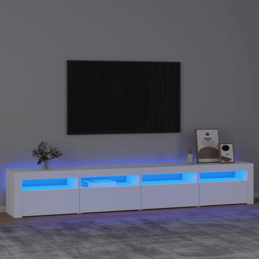 Móvel de TV - Modulo de TV - Armário de TV com luzes LED 240x35x40 cm branco