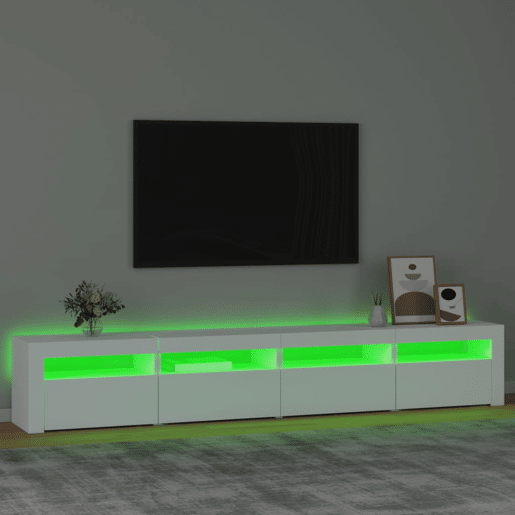 Móvel de TV - Modulo de TV - Armário de TV com luzes LED 240x35x40 cm branco