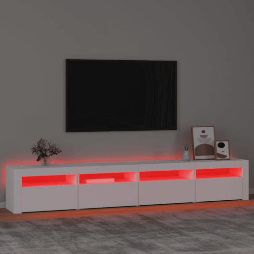 Móvel de TV - Modulo de TV - Armário de TV com luzes LED 240x35x40 cm branco