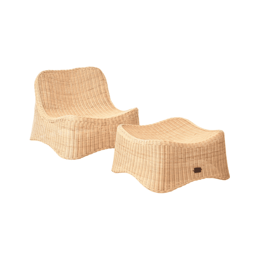 Poltrona de jardim com repousa-pés AIGANI Rattan Natural