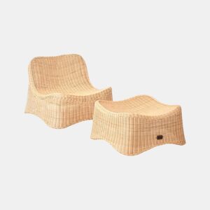 Poltrona de jardim com repousa-pés AIGANI Rattan Natural