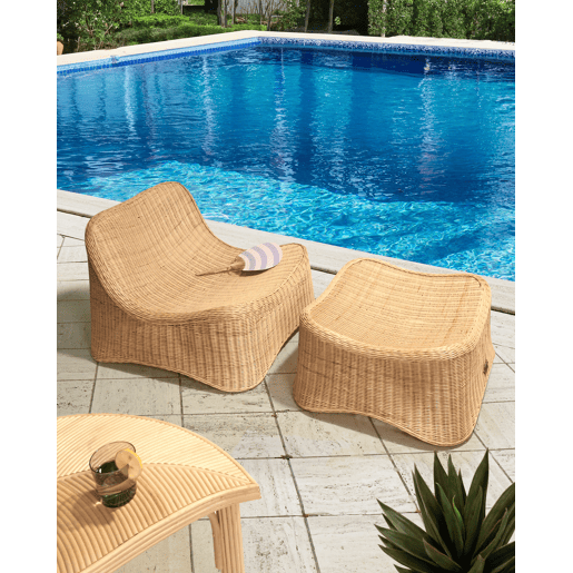 Poltrona de jardim com repousa-pés AIGANI Rattan Natural
