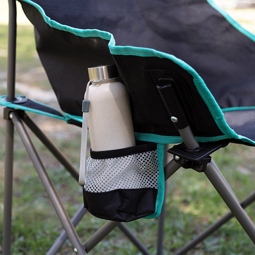 Aktive Cadeira de acampamento dobrável 50x47x74 cm com porta-copos, preta