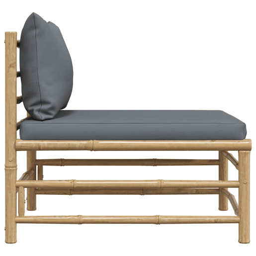 vidaXL Sofá de centro p jardim com almofadões cinzento-escuro bambu vidaXL Sofá de centro p jardim com almofadões cinzento-escuro bambu