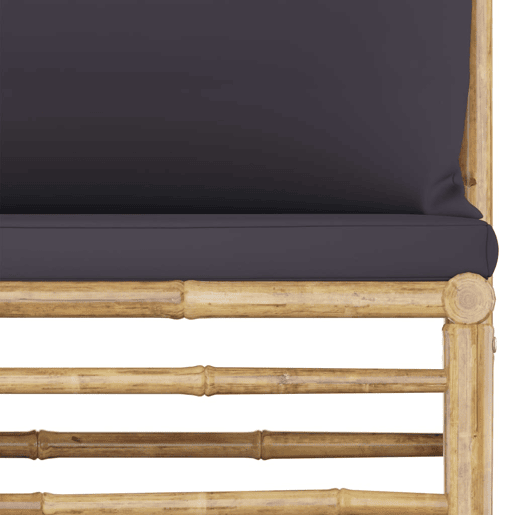 vidaXL Sofá de centro p jardim com almofadões cinzento-escuro bambu vidaXL Sofá de centro p jardim com almofadões cinzento-escuro bambu