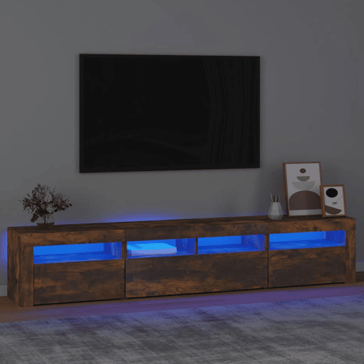 Móvel de TV - Modulo de TV - Armário de TV com luzes LED 210x35x40 cm carvalho fumado Móvel de TV - Modulo de TV - Armário de TV com luzes LED 210x35x40 cm carvalho fumado