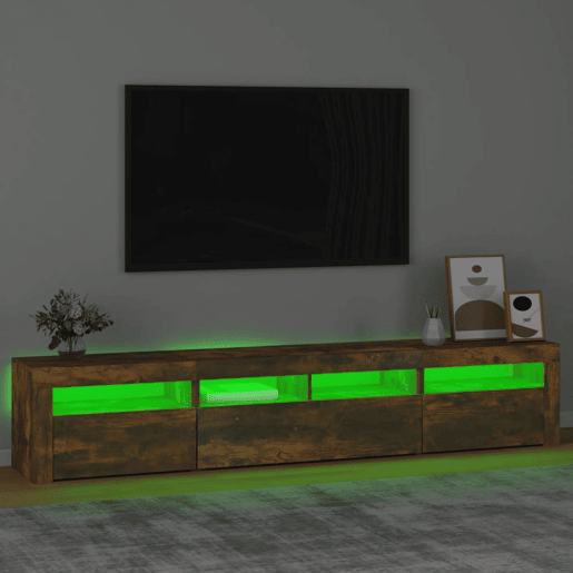 Móvel de TV - Modulo de TV - Armário de TV com luzes LED 210x35x40 cm carvalho fumado Móvel de TV - Modulo de TV - Armário de TV com luzes LED 210x35x40 cm carvalho fumado