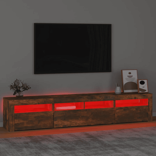 Móvel de TV - Modulo de TV - Armário de TV com luzes LED 210x35x40 cm carvalho fumado Móvel de TV - Modulo de TV - Armário de TV com luzes LED 210x35x40 cm carvalho fumado