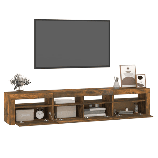 Móvel de TV - Modulo de TV - Armário de TV com luzes LED 210x35x40 cm carvalho fumado Móvel de TV - Modulo de TV - Armário de TV com luzes LED 210x35x40 cm carvalho fumado