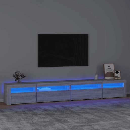 Móvel de TV - Modulo de TV - Armário de TV com luzes LED 270x35x40 cm sonoma cinza