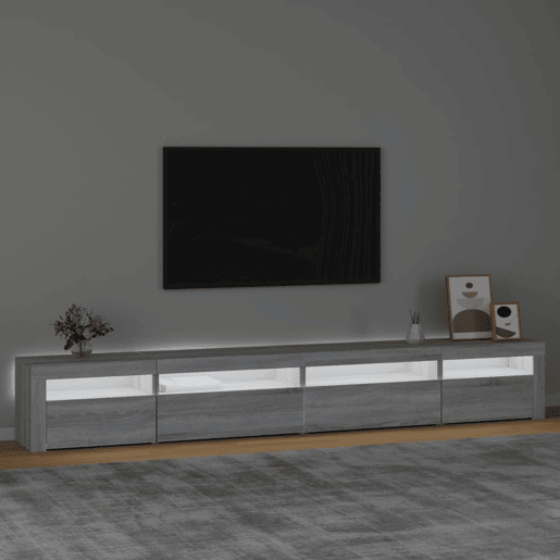 Móvel de TV - Modulo de TV - Armário de TV com luzes LED 270x35x40 cm sonoma cinza