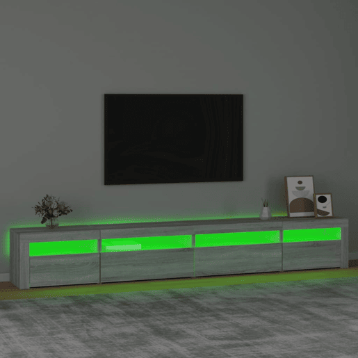 Móvel de TV - Modulo de TV - Armário de TV com luzes LED 270x35x40 cm sonoma cinza