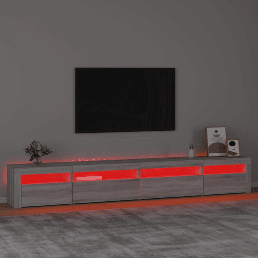 Móvel de TV - Modulo de TV - Armário de TV com luzes LED 270x35x40 cm sonoma cinza