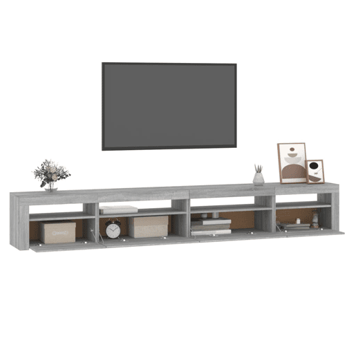 Móvel de TV - Modulo de TV - Armário de TV com luzes LED 270x35x40 cm sonoma cinza