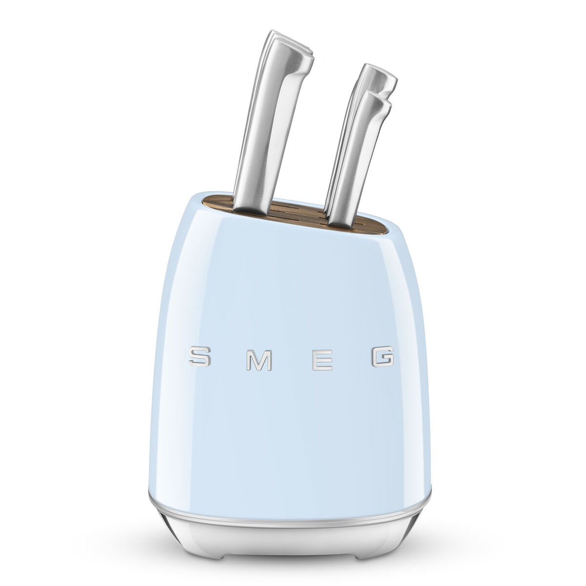 Juego de cuchillos de cocina y soporte smeg kbsf02pb azul acero inoxidable