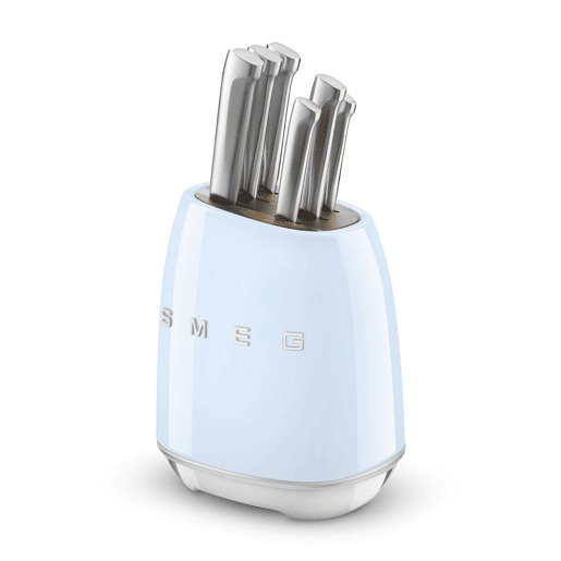Conjunto de Facas de Cozinha e Suporte Smeg KBSF02PB Azul Aço inoxidável