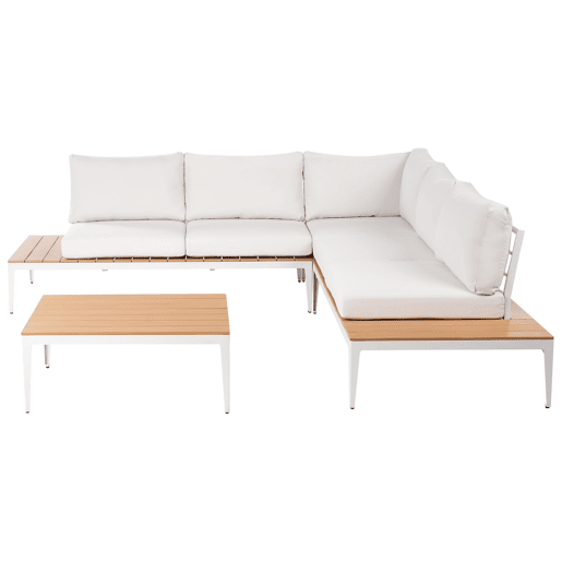 Conjunto de sofás de jardim de canto 5 lugares POSITANO Branco creme