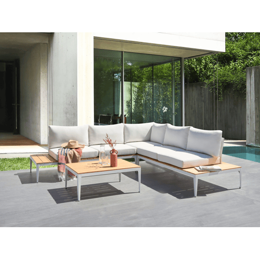 Conjunto de sofás de jardim de canto 5 lugares POSITANO Branco creme