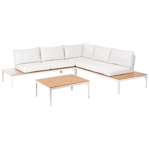 Conjunto de sofás de jardim de canto 5 lugares POSITANO Branco creme