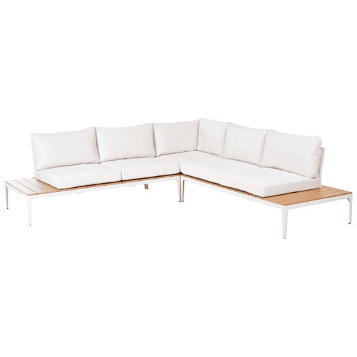 Conjunto de sofás de jardim de canto 5 lugares POSITANO Branco creme