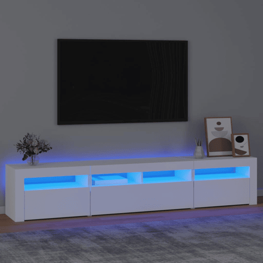 Móvel de TV - Modulo de TV - Armário de TV com luzes LED 210x35x40 cm branco