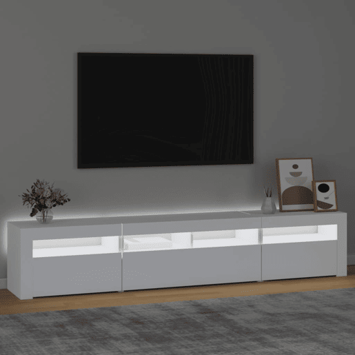 Móvel de TV - Modulo de TV - Armário de TV com luzes LED 210x35x40 cm branco
