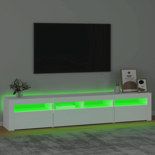 Móvel de TV - Modulo de TV - Armário de TV com luzes LED 210x35x40 cm branco