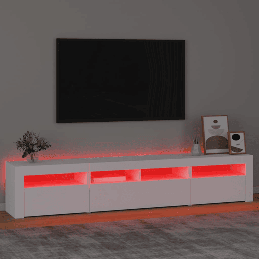 Móvel de TV - Modulo de TV - Armário de TV com luzes LED 210x35x40 cm branco