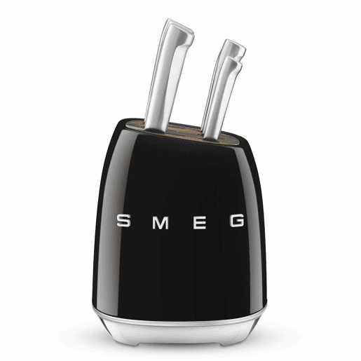 Conjunto de Facas de Cozinha e Suporte Smeg KBSF02BL Preto Aço inoxidável