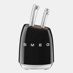 Conjunto de Facas de Cozinha e Suporte Smeg KBSF02BL Preto Aço inoxidável