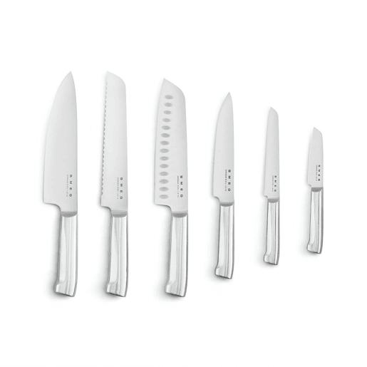 Conjunto de Facas de Cozinha e Suporte Smeg KBSF02BL Preto Aço inoxidável