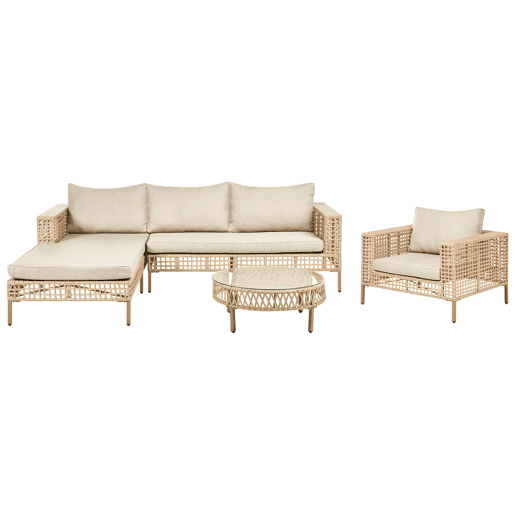 Conjunto de jardim com mesa 4 lugares CALASETTA à direita Creme
