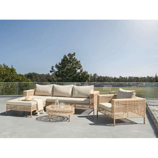 Conjunto de jardim com mesa 4 lugares CALASETTA à direita Creme