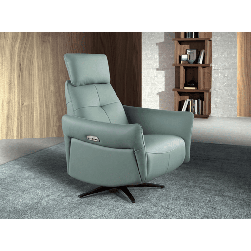 Poltrona de relaxamento giratório em pele verde turquesa Poltrona de relaxamento giratório em pele verde turquesa