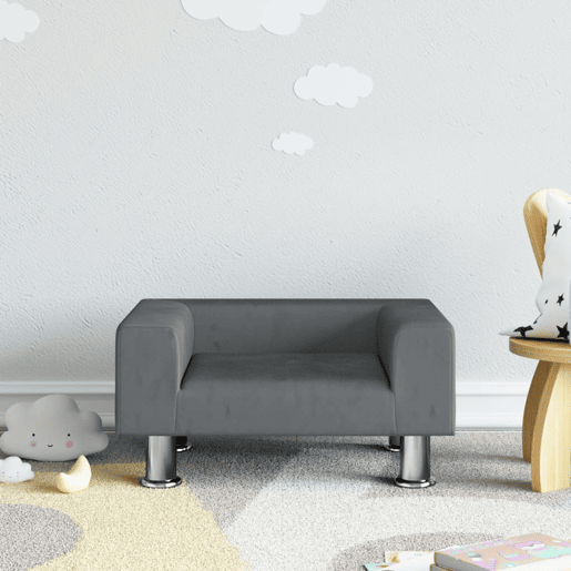 Sofá infantil - Sofá para crianças 50x40x26,5 cm veludo cinzento-escuro