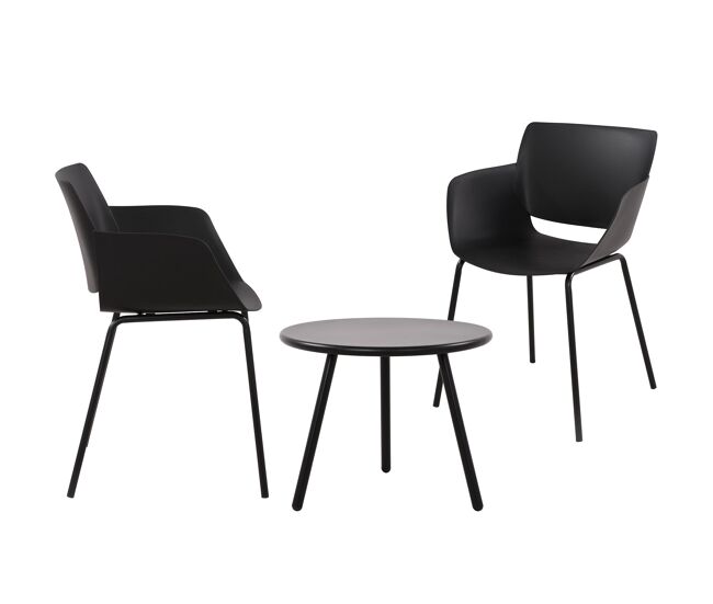 Grupo de asientos berena plástico negro 50x158x80 cm