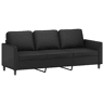 Sofá de 3 lugares - Sofá fixo 180 cm couro artificial preto